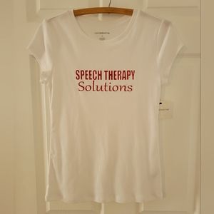 Liz Claiborne short sleeve crew neck Tee Shirt White Speech Therapy Small